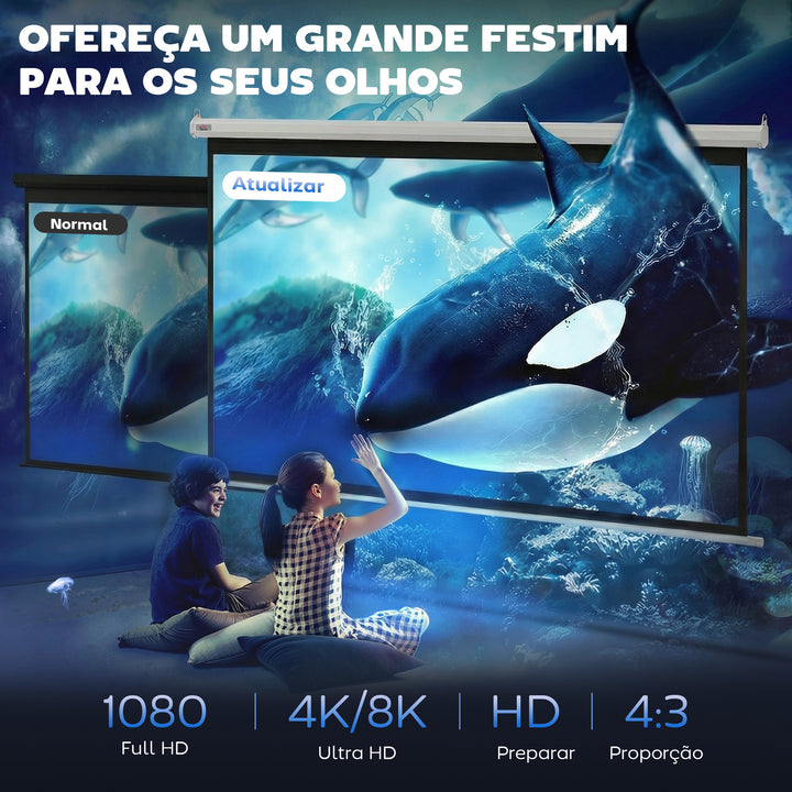 Tela do projetor elétrico 84 polegadas motorizada 4: 3 Formato com controle remoto 171x128 cm