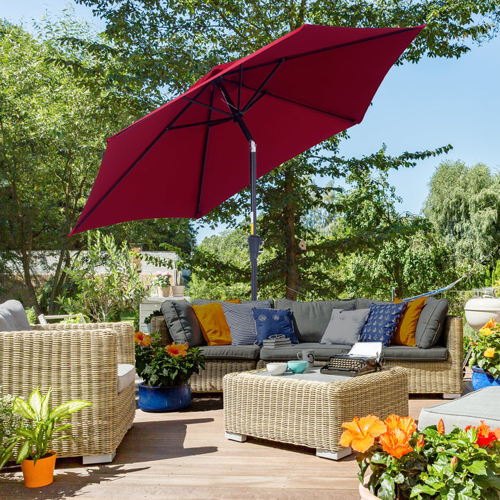 Sombrinha Guarda-Sol Reclinável com Manivela de Alumínio com Tela de Poliéster para Jardím Pátio Terraço - F270x235 cm