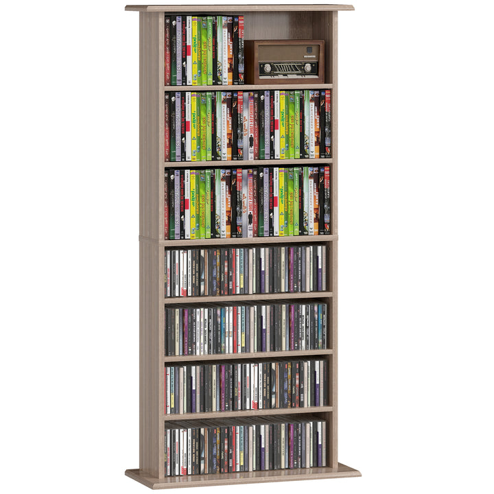 Estante para CDs e DVDs com 8 Compartimentos e Prateleiras Ajustáveis 58x24x126,3 cm em Madeira