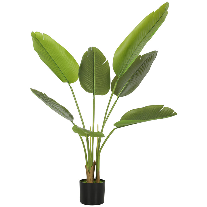 Planta Artificial Decorativa 109 cm Bananeira Artificial com Vaso e Folhas para Interior Casa Sala de Estar Escritório Verde