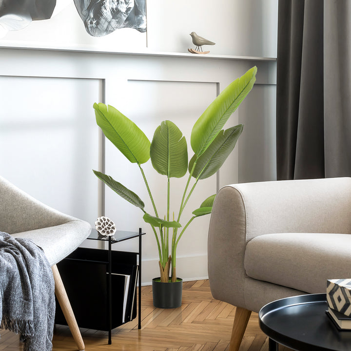 Planta Artificial Decorativa 109 cm Bananeira Artificial com Vaso e Folhas para Interior Casa Sala de Estar Escritório Verde