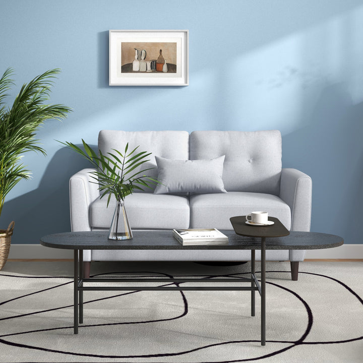 Sofá de 2 lugares Poltrona de dois lugares para sala de estar com almofadas e assento acolchoado fronha lavável 140x78x83 cm cinza claro