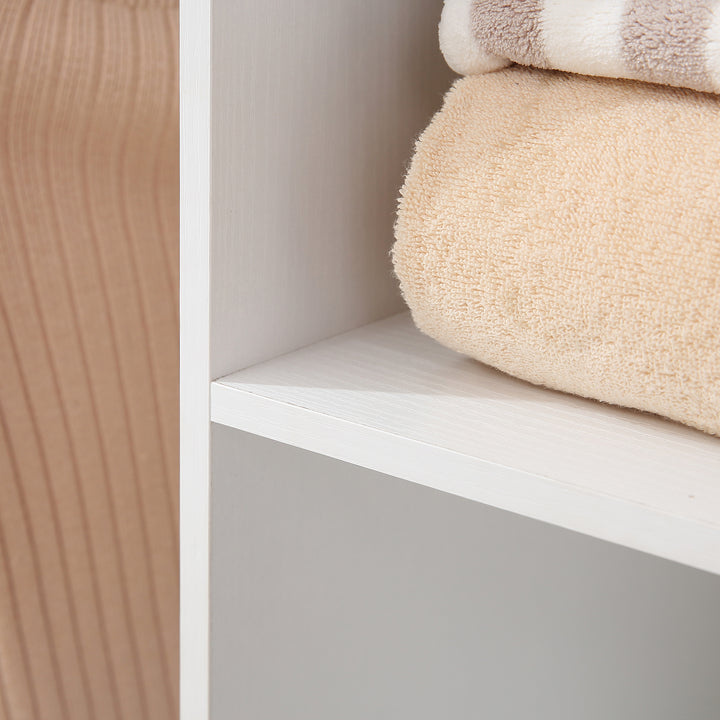 Roupeiro de Madeira Móvel Armário Roupeiro Aberto com 2 Barras para Pendurar e 3 Prateleiras Organizadoras para Dormitório 120x40x128 cm Branco