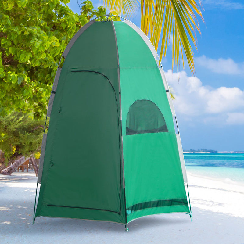 Tenda de Duche Portátil Tenda de Privacidade Emergente 122x122x213 cm UPF30+ Trocador para Campismo Sanita Verde