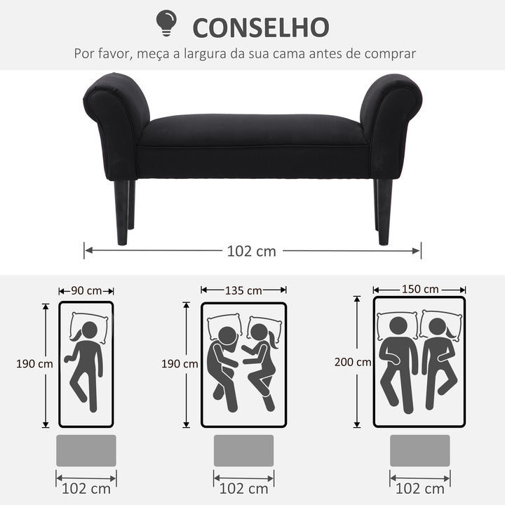 Banco para Pé de Cama Banco Estofado em Linho Sintético com Pés de Madeira Braços e Assento Acolchoado Estilo Moderno para Quarto Entrada Corredor Cinzento Escuro