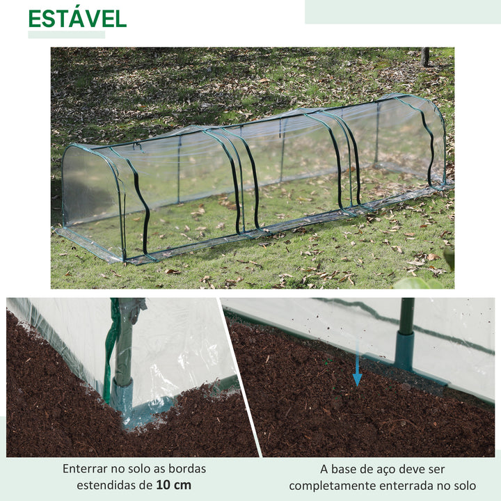 Estufa para Jardim, Terraço Cultivo de Plantas Estufa de Jardim Caseiro, tipo Túnel, Moldura de Aço e PVC 350x100x80 cm