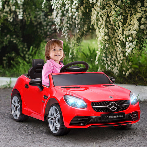 Carro Elétrico Mercedes SLC 300 12V para Crianças de 3-6 Anos com Controlo Remoto Faróis LED Buzina Música TF USB e Abertura da Porta 3-5km/h 107x62,5x44 cm Vermelho