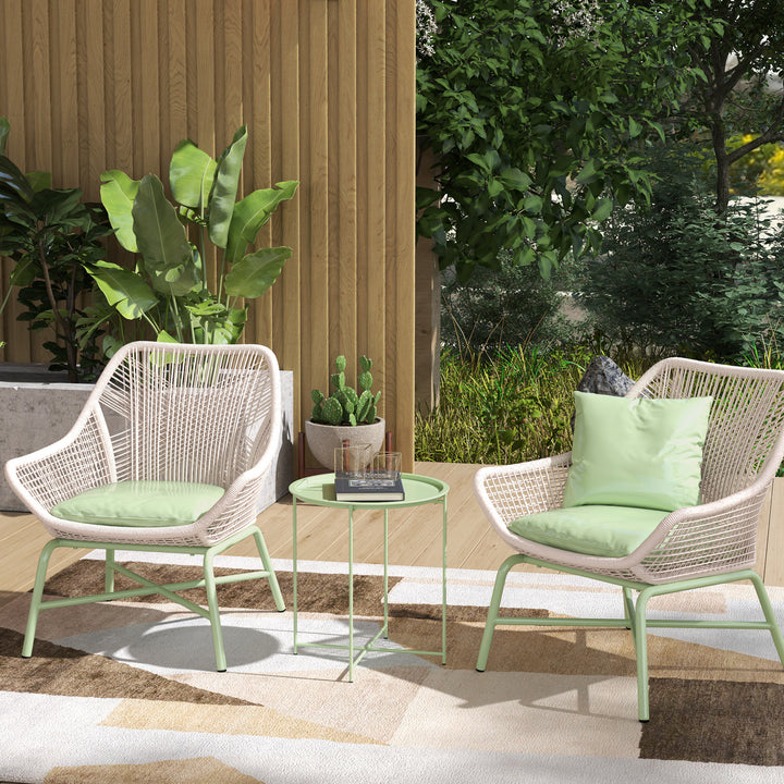 Mesa Auxiliar Redonda Mesa de Jardim com Bandeja Amovível Pés Dobráveis Mesa para Exterior Pátio Ø46x50 cm Verde