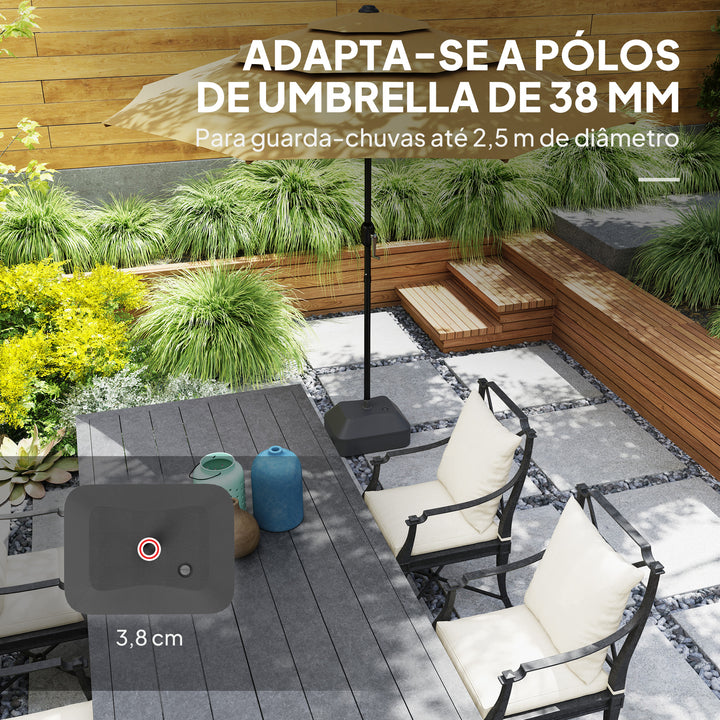 Base para Chapéu de Sol Suporte para Chapéu de Sol Base para Chapéu de Sol Preenchível com Água 20L ou Areia 24kg para Jardim Terraço 43x33x25 cm Preto