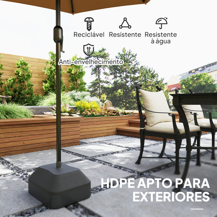 Base para Chapéu de Sol Suporte para Chapéu de Sol Base para Chapéu de Sol Preenchível com Água 20L ou Areia 24kg para Jardim Terraço 43x33x25 cm Preto