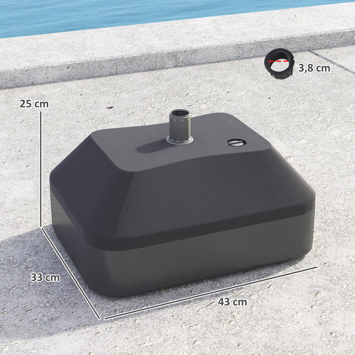 Base para Chapéu de Sol Suporte para Chapéu de Sol Base para Chapéu de Sol Preenchível com Água 20L ou Areia 24kg para Jardim Terraço 43x33x25 cm Preto