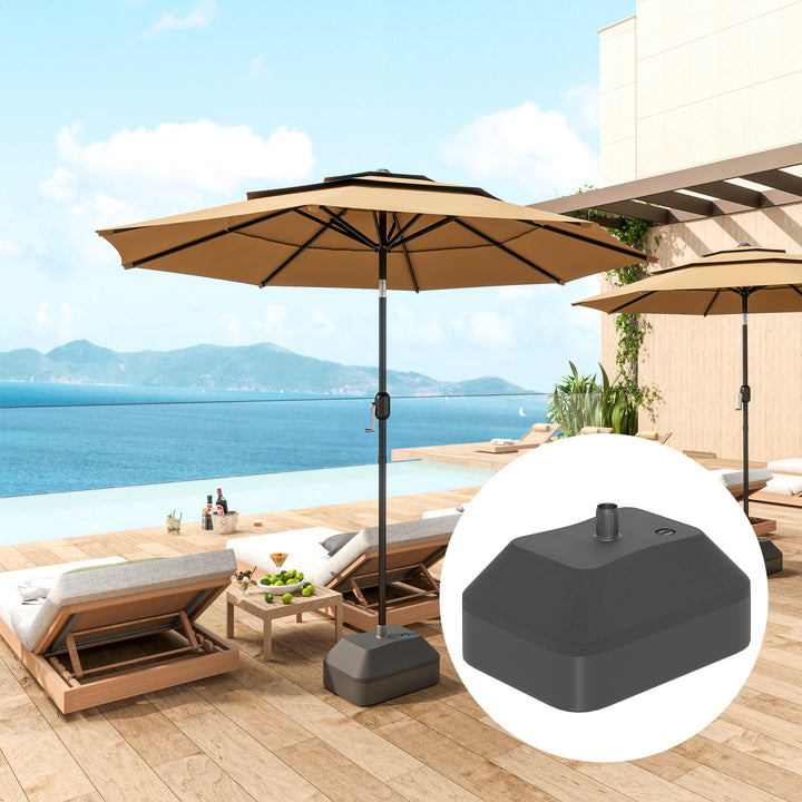 Base para Chapéu de Sol Suporte para Chapéu de Sol Base para Chapéu de Sol Preenchível com Água 20L ou Areia 24kg para Jardim Terraço 43x33x25 cm Preto