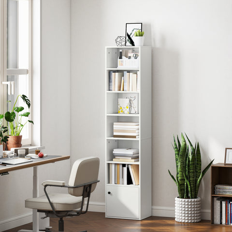 Estante de 7 Níveis Estante para Livros com Prateleiras Ajustáveis e Armário Estante Moderna para Sala de Estar Quarto Estúdio Escritório 40x30x180 cm Branco