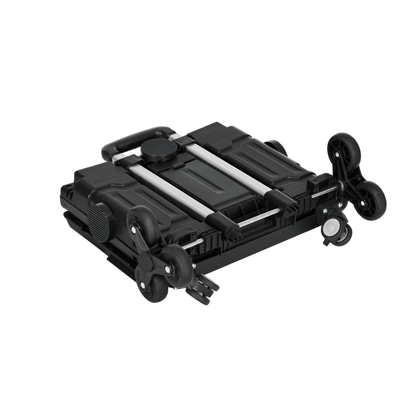 Carrinho de Armazenamento Dobrável Carrinho de Compras com 2 Rodas para Subir Escadas 2 Rodas Universais Ângulo e Comprimento da Pega Ajustáveis Capacidade 35L 48x43x95 cm Preto