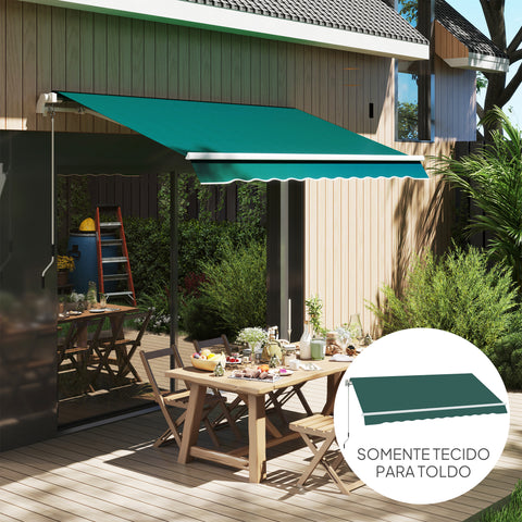 Tecido de Substituição para Toldo 2,8x2,5 m Tecido de Reposição com Proteção UV 50+ Impermeável Tecido de Reposição para Pátio Terraço Jardim Verde