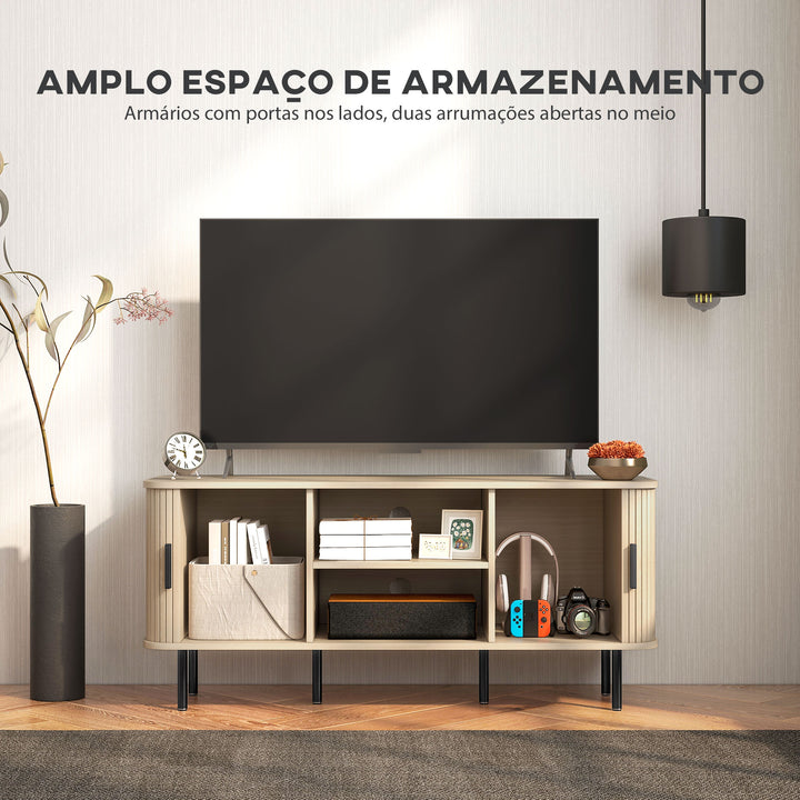 Móvel de TV Vintage Móvel de TV para Sala de Estar com 2 Portas de Correr 2 Prateleiras Abertas Móvel para Televisores de até 55 Polegadas 120x40x55 cm Carvalho
