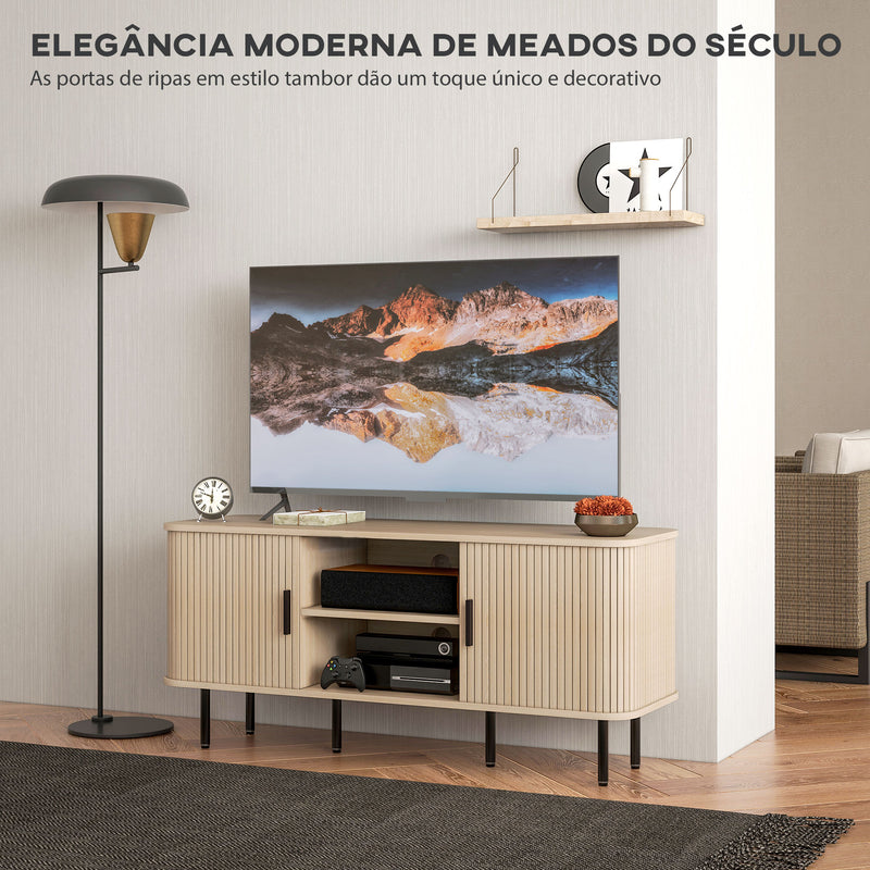 Móvel de TV Vintage Móvel de TV para Sala de Estar com 2 Portas de Correr 2 Prateleiras Abertas Móvel para Televisores de até 55 Polegadas 120x40x55 cm Carvalho