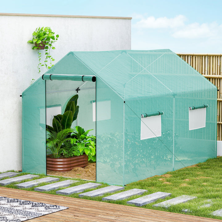 Estufa tipo Túnel 2x3x2 m Estufa de Exterior com 4 Janelas de Malha e Porta com Fecho de Correr Estufa para Cultivos Anti UV para Pátio Jardim Verde