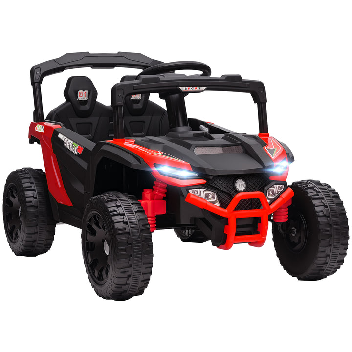 Carro Elétrico para Crianças 12V Carro a Bateria UTV com 2 Motores Controlo Remoto 2,4G Suspensão Traseira Faróis Música para Crianças acima de 3 Anos 88x57,5x55,5 cm Vermelho