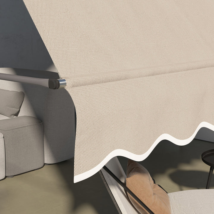 Toldo Manual Retrátil com Manivela 350x120x210-300 cm Toldo para Varanda com Altura Ajustável Impermeável e Anti-UV para Jardim Terraço Areia