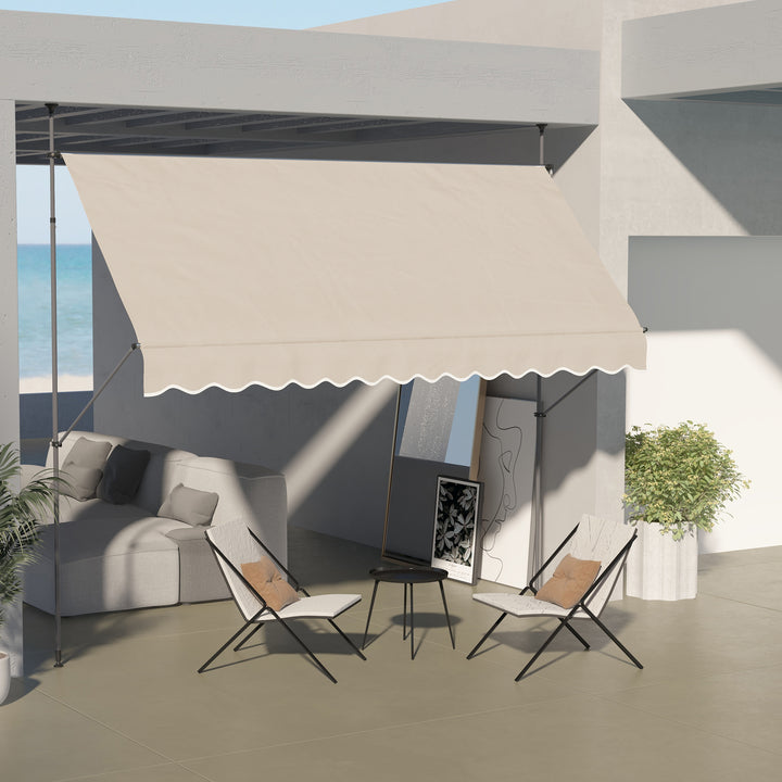 Toldo Manual Retrátil com Manivela 350x120x210-300 cm Toldo para Varanda com Altura Ajustável Impermeável e Anti-UV para Jardim Terraço Areia