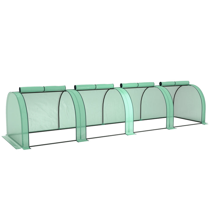 Estufa 395x100x80 cm para Jardim Varanda Estufa Pequena para Cultivo de Plantas com 4 Janelas Estrutura de Aço e PE Verde