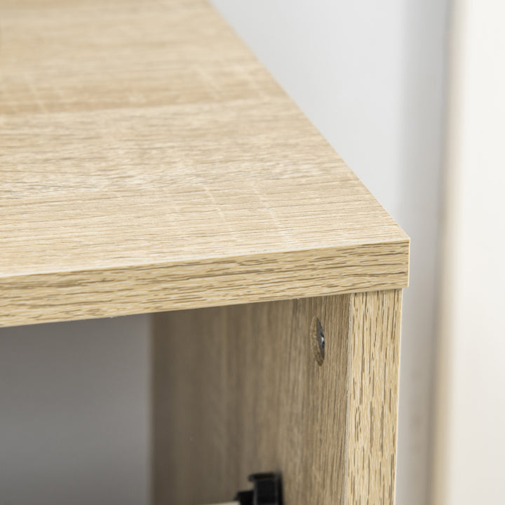 Armário para Sapatos Sapateira de Madeira com 2 Portas Abatíveis 4 Prateleiras de Armazenamento Capacidade 8 Pares de Sapatos para Entrada Corredor Dormitório 62,5x26x81cm Branco e Natural