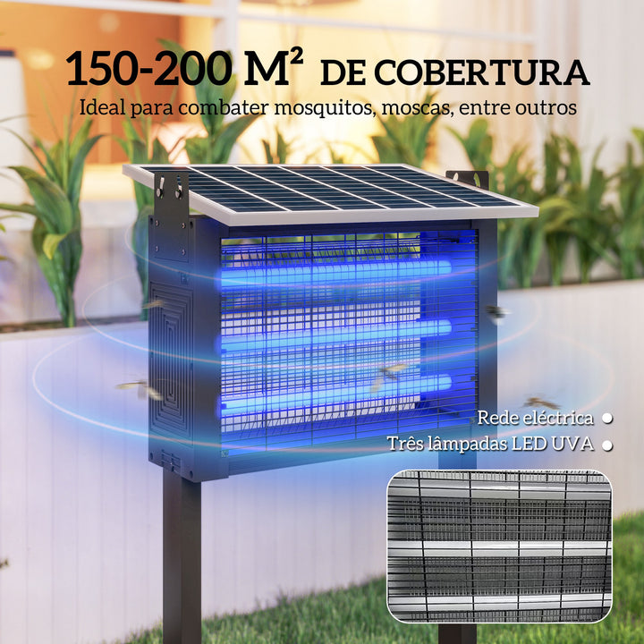 Lâmpada Elétrica Anti-Mosquitos com Luzes LED Mata Mosquitos Elétrico 25W para Exterior Efeito 200 m² com Suporte Painel Ajustável Lâmpada UV Repelente de Insetos Moscas Mariposas