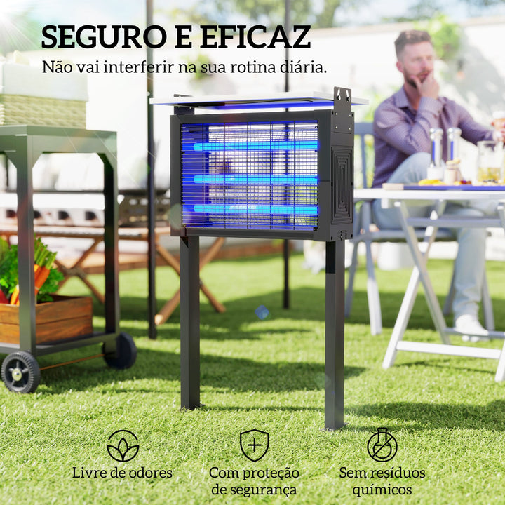 Lâmpada Elétrica Anti-Mosquitos com Luzes LED Mata Mosquitos Elétrico 25W para Exterior Efeito 200 m² com Suporte Painel Ajustável Lâmpada UV Repelente de Insetos Moscas Mariposas