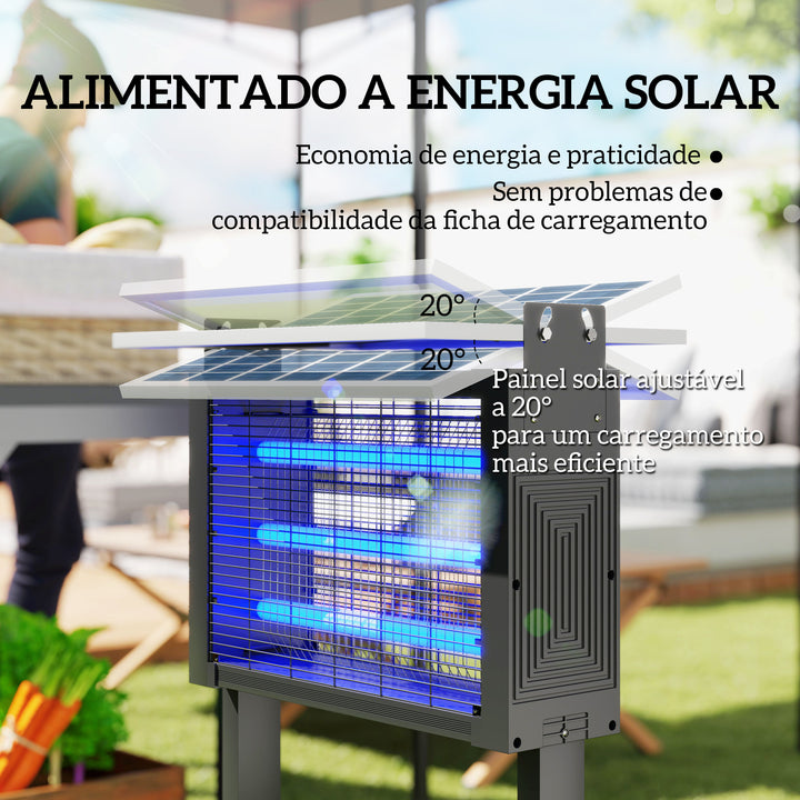 Lâmpada Elétrica Anti-Mosquitos com Luzes LED Mata Mosquitos Elétrico 25W para Exterior Efeito 200 m² com Suporte Painel Ajustável Lâmpada UV Repelente de Insetos Moscas Mariposas
