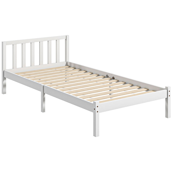 Estrutura de Cama de Madeira Estrado de Cama de Solteiro para Colchão 190x90 cm Carga 120 kg 198x96x70 cm Branco