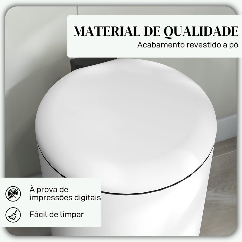 Balde de Lixo para Cozinha 20L Cubo de Lixo com Pedal Tampa com Fechamento Suave e Cubo Amovível para Escritório Estúdio Creme