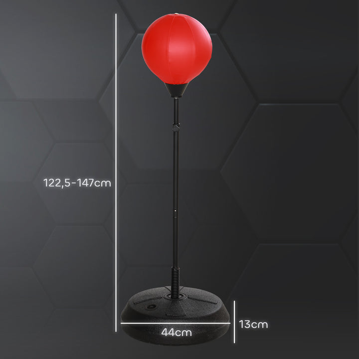 Punching Ball para Crianças acima de 5 anos Kit de Boxe para Crianças com Luvas de Boxe Altura Ajustável 122,5-147 cm e Base Preenchível Vermelho