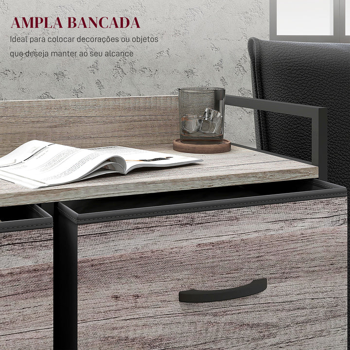 Cómoda com 6 Gavetas Dobráveis Cómoda de Tecido com Estrutura de Aço Estilo Industrial Cómoda para Quarto Corredor 79x29x85 cm Cinzento
