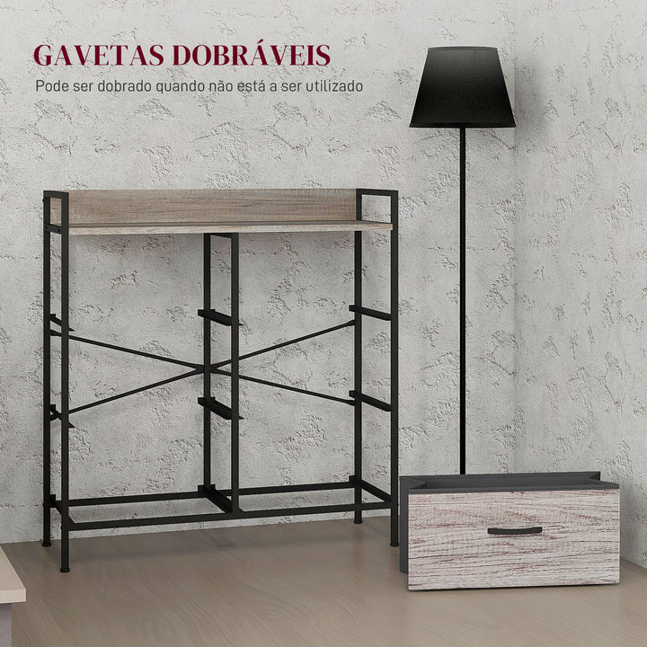 Cómoda com 6 Gavetas Dobráveis Cómoda de Tecido com Estrutura de Aço Estilo Industrial Cómoda para Quarto Corredor 79x29x85 cm Cinzento