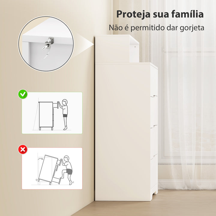 Cómoda com 4 Gavetas e Estação de Carregamento Móvel de Arrumação para Quarto com Porta USB Porta USB-C Prateleira Aberta 80x40x120 cm Branco