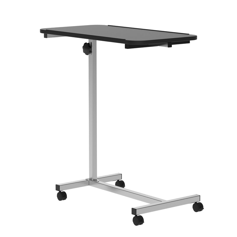 Mesa Auxiliar com Rodas Mesa para Sofá ou Cama com Altura Ajustável e Estrutura de Metal Carga 20 kg para Quarto Sala Escritório 77x40x76-100 cm Preto e Prata