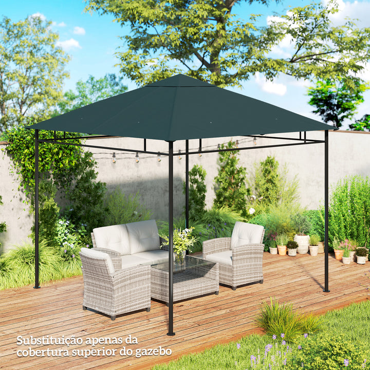 Cobertura de Substituição de 3x3m para Pérgola de Jardim com 8 Orifícios de Drenagem e Ventilação Cinza