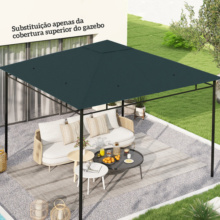 Cobertura de Substituição de 3x3m para Pérgola de Jardim com 8 Orifícios de Drenagem e Ventilação Cinza