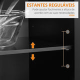 Carrinho de Cozinha com Rodas Móvel Auxiliar de Cozinha com 2 Gavetas 2 Portas Prateleira Ajustável e Suporte para Guardanapos para Sala de Jantar Sala de Estar 104x46x91 cm Preto