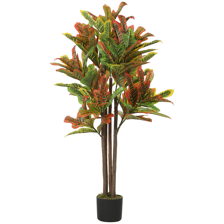 Planta Artificial 120 cm Planta Decorativa com Vaso e Folhas para Decoração Interior Casa Escritório Sala de Estar Multicolor