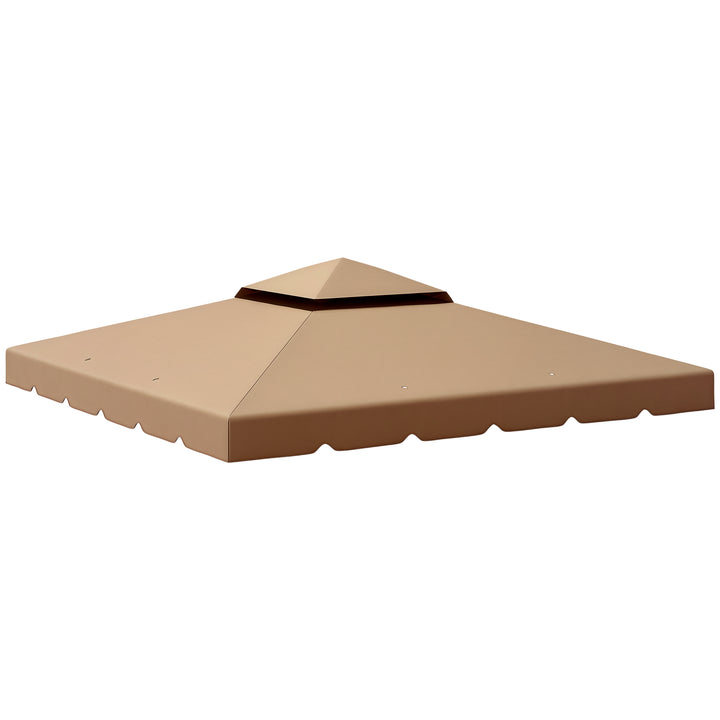 Cobertura de Substituição para Pérgola 300x300 cm Teto de Substituição para Pérgolas Exterior com Duplo Teto e 8 Orifícios de Drenagem Cáqui