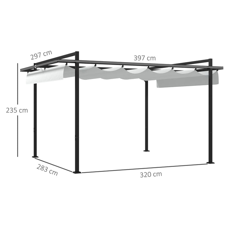 Pérgola 3x4 Pérgola de Jardim com Teto Retrátil de Poliéster e 12 Orifícios de Drenagem Pérgola para Pátio Varanda Exterior Branco