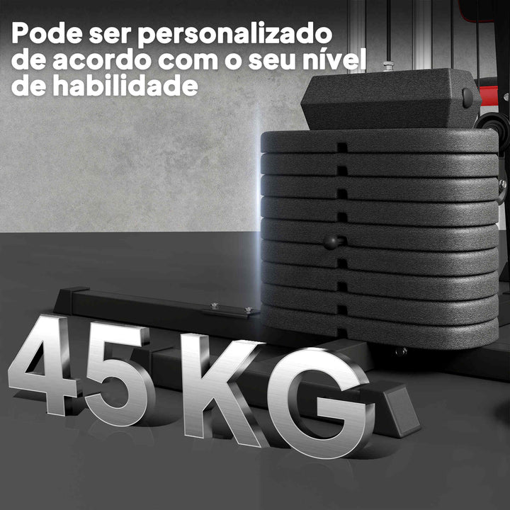 Máquina Multi Estação de Musculação Ajustável Multi Estação de Musculação com Placas de Peso de 45 kg Carga Máxima 110 kg para Treino em Casa Ginásio 225x175x200 cm Preto