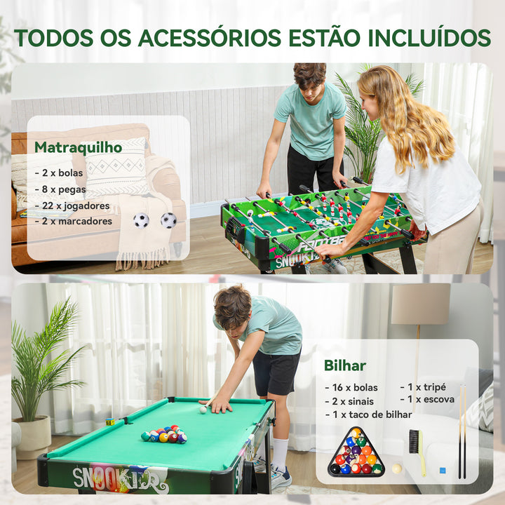 Mesa Multi Jogos para Crianças acima de 7 Anos Mesa de Jogos 6 em 1 Dobrável Bilhar Matraquilho Ping Pong Lançamento de Anéis Hóquei no Gelo e Air Hóquei 118x104x71cm Multicor