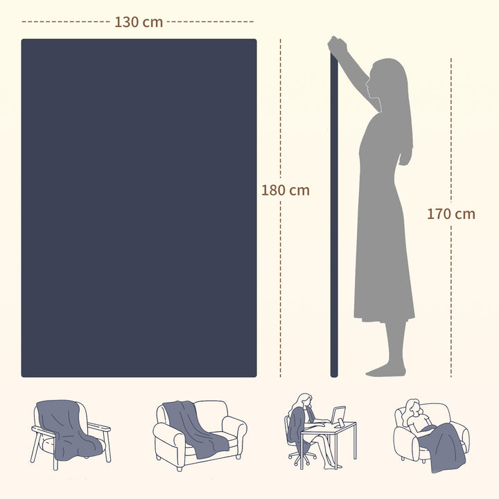 Manta Elétrica Grande 180x130 cm Manta Térmica Sofá de Coralina com 10 Níveis de Temperatura Temporizador Lavável na Máquina Ecrã LED e Proteção contra Sobreaquecimento Azul
