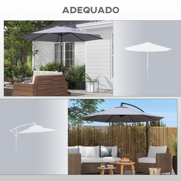 Toldo de Substituição para Chapéu de Sol de 3 m Toldo de Substituição para Chapéu de Sol de Pátio com Ventilação Superior para Exterior Cinza