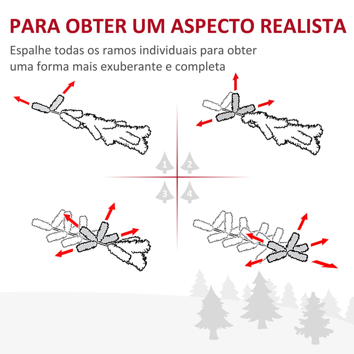 Árvore de Natal Artificial 210 cm Ignífugo com 499 Ramos de PVC Decoração de Natal para Interiores Fácil de Montar Branco