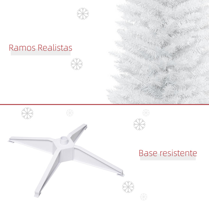 Árvore de Natal Artificial 210 cm Ignífugo com 499 Ramos de PVC Decoração de Natal para Interiores Fácil de Montar Branco