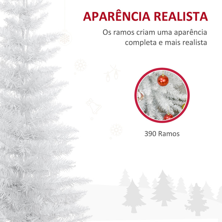 Árvore de Natal Artificial 210 cm Ignífugo com 499 Ramos de PVC Decoração de Natal para Interiores Fácil de Montar Branco